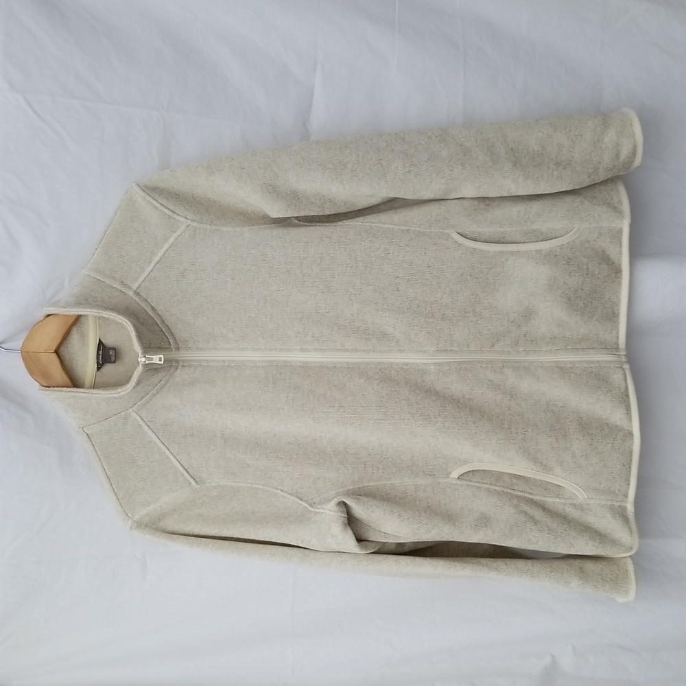 Eddie Bauer fleece zippered sweater jacket in cream/oatmeal 2X